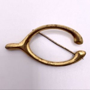 Vintage Gold Color Wishbone Brooch / Pin